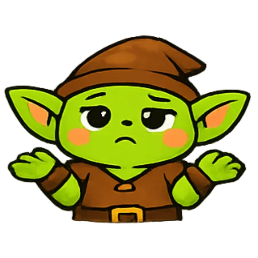 Goblin shrugging without judgment